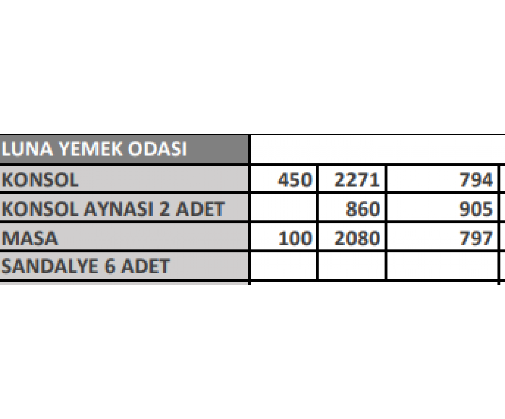 Luna Yemek Odası(KDRJ), Galerin Mobilya İnegöl