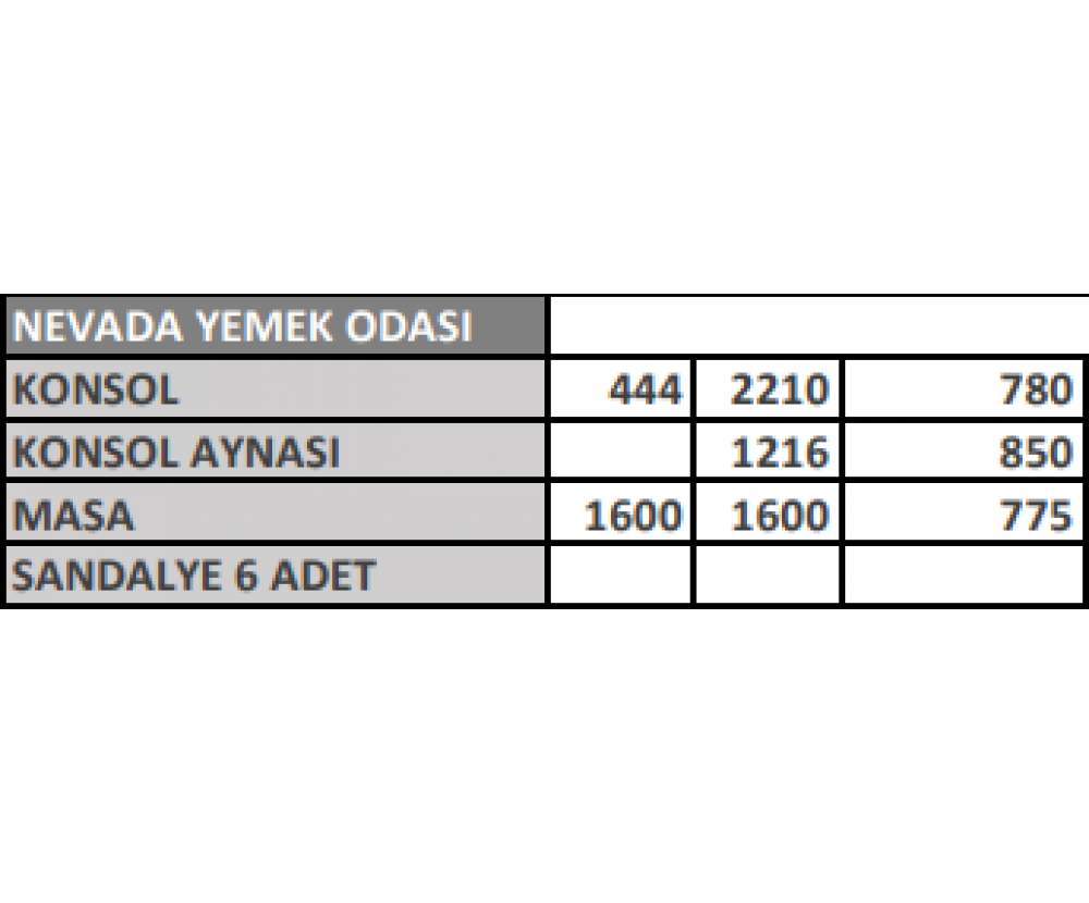 Nevada Yemek Odası, Galerin Mobilya İnegöl